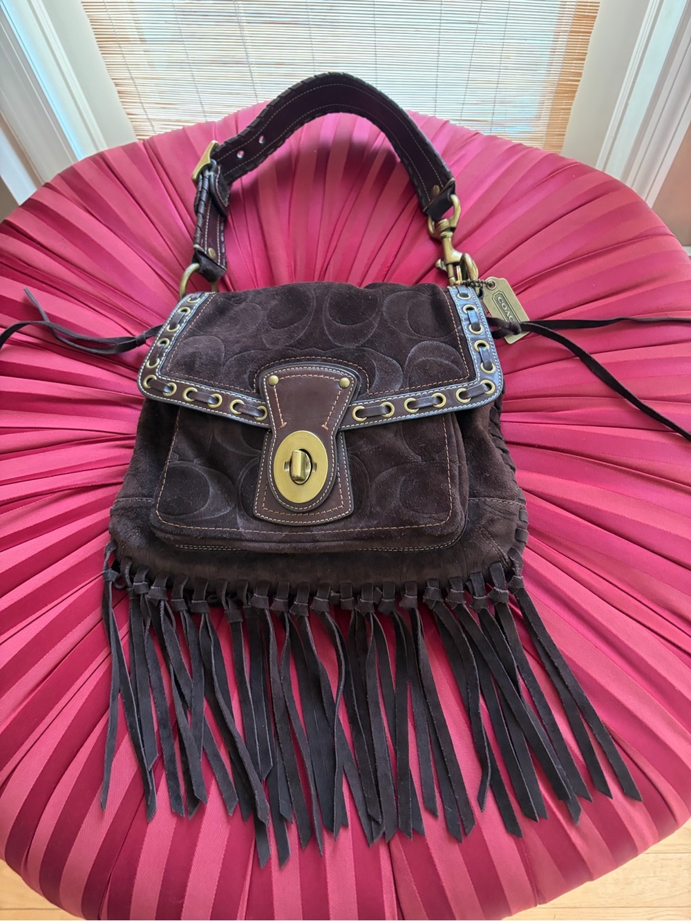 COACH Suede Fringe Shoulder Bag